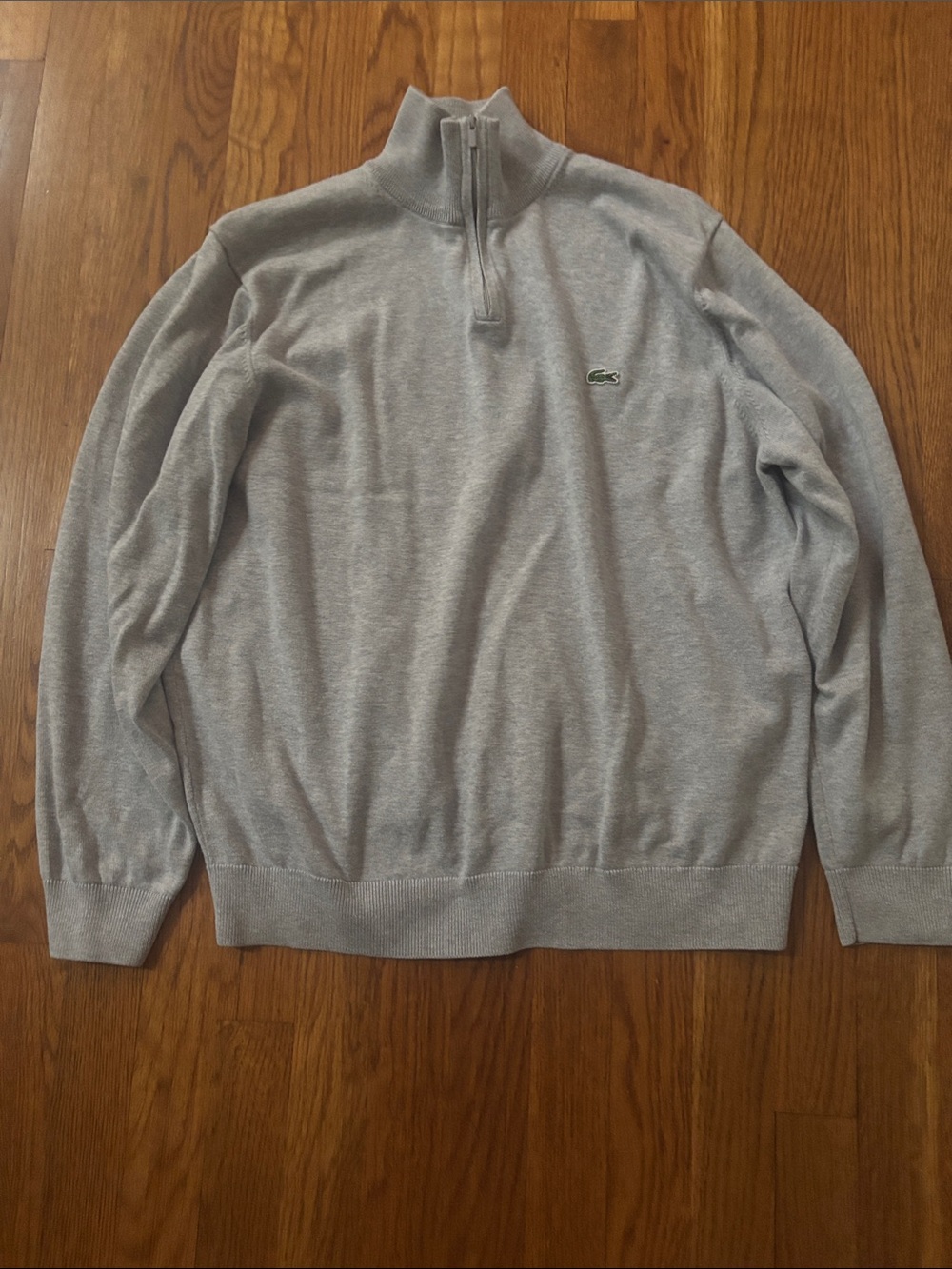 Lacoste Men's Heather Gray Half-Zip Mock Neck Sweater